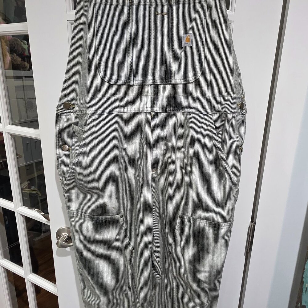Carhartt Railroad Stripe Denim Overalls - Picture 3 of 7
